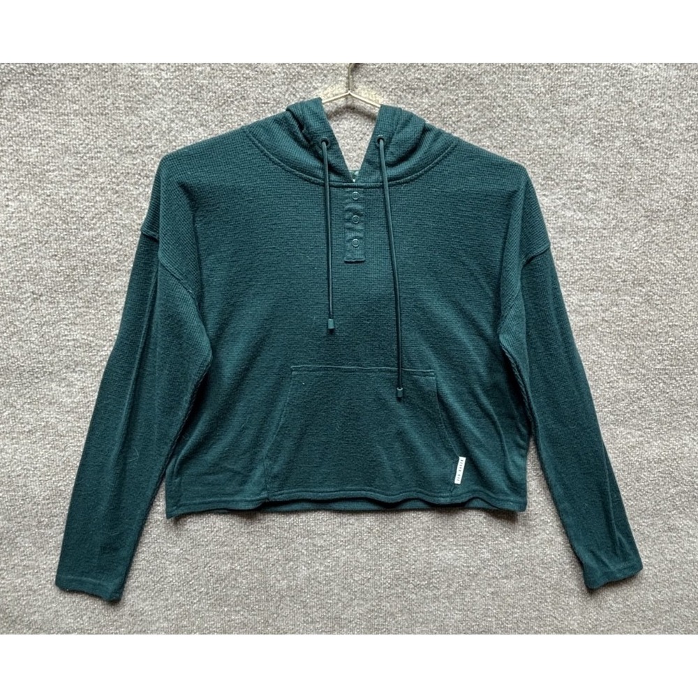 Ted Baker Hoody Ponderosa‎ Pine Crop Women M Green Flourish Long John Waffle